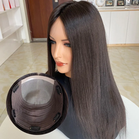 Prothèse capillaire mono frontale à clipser, ombré brun au blond caramel, cheveux humains lisses, pour femmes, stock de salon