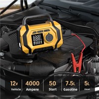 Démarreur de voiture 4-en-1 avec pompe à air, souffleur de poussière, batterie portable d'urgence haute capacité et booster de puissance