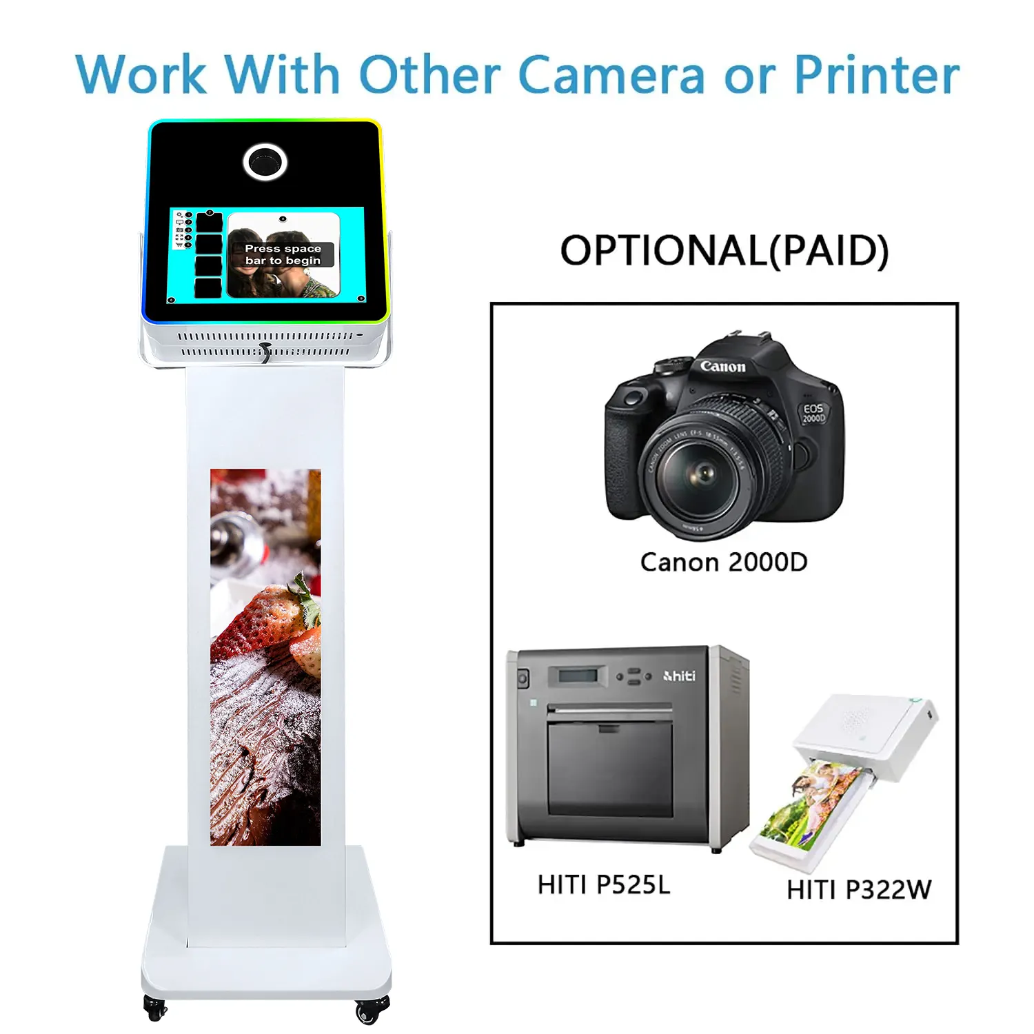 Новый продукт, камера для селфи, фотокамера для селфи, с ЖК-дисплеем, подставкой, принтером и камерой, опционально