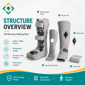 Bota Médica Alta para Recuperación de Pie Fracturado, Inmovilizador de <span class=keywords><strong>Tobillo</strong></span> Ajustable para Rehabilitación - Product Image 2