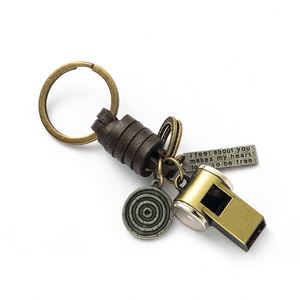 High Quality Leather 3D Metal <b>Keychain</b> Punk Retro Style PU Leather Chain <b>Keychain</b> Creative Gift Car Metal <b>Keychain</b> Gifts - Product Image 6
