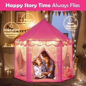 Large Hexagon <b>Playhouse</b> for Kids Soft Princess Tent with Star Lights Teepee Toy for Girls - Product Image 2