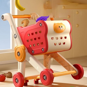 Four Wheel Educational Eco-friendly Non-toxic Home Supermarket Toy Set Plastic <b>Kids</b> Shopping Cart Fruit Kitchen <b>Trolley</b> Improve - Product Image 4
