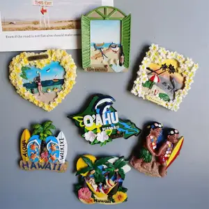 Wholesale Custom Hawaii Island Tourism Refrigerator Beach Resin World City Fridge Magnet for Souvenir Customised DIY 2023 3D
