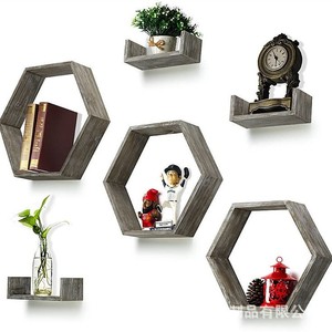 Mdf <b>Wall</b> <b>Shelves</b> Geometric Shape Floating Storage For Living Room <b>Wall</b> <b>Mounted</b> Type - Product Image 1