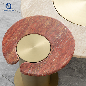 Juego de <span class=keywords><strong>Mesa</strong></span> de <span class=keywords><strong>Centro</strong></span> de Lujo, Muebles Modernos para Sala de Estar, <span class=keywords><strong>Mesa</strong></span> de <span class=keywords><strong>Centro</strong></span> Redonda de <span class=keywords><strong>Travertino</strong></span> Natural con Base de Acero Inoxidable para Hogar y Hotel - Product Image 3