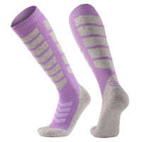 Chaussettes en laine mérinos chaudes et respirantes pour hommes et femmes, épaisses, en tissu éponge, pour la randonnée et le trekking, hauteur genou