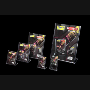 Supporto per cartello da tavolo in cristallo di Design creativo supporto per Poster in carta A5 personalizzato supporto per carte a forma di L per uso in negozio - Product Image 4