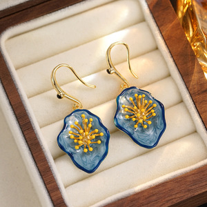 Pendientes, flores, nuevos estambres <span class=keywords><strong>de</strong></span> flores esmaltadas <span class=keywords><strong>de</strong></span> estilo chino, pendientes retro, diseño <span class=keywords><strong>de</strong></span> nicho, pendientes estilo corte, pendientes femeninos - Product Image 3