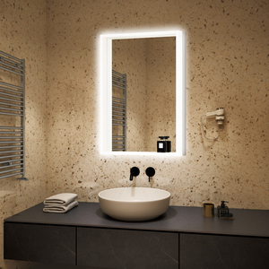 OEM ODM Miroir mural moderne à LED pour salle de bain Miroir rectangulaire anti-buée rétroéclairé haute définition Miroir mural intelligent avec cote IP44 - Product Image 1