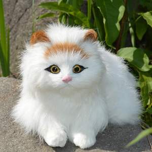 Realistico giocattolo di piccolo gatto realistico simpatico gattino peluche statuetta di animali pelosi in plastica per ornamenti da giardino per la casa del gattino - Product Image 2