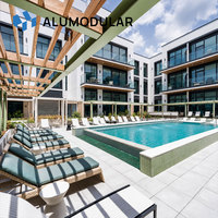 Villa de luxe préfabriquée pour hôtel-resort, structure en acier modulaire, revêtement en aluminium, clé en main, design moderne, écologique, chambre et bureau