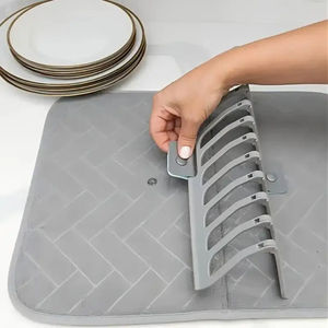 Tapis égouttoir 2-en-1 super absorbant pour cuisine, idéal pour assiettes, casseroles, bols et ustensiles – Vente en gros - Product Image 5