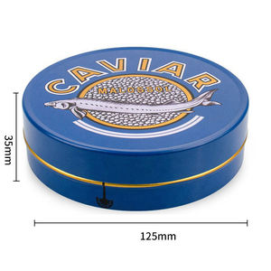 10g 20g 30g 50g <span class=keywords><strong>100g</strong></span> 125g 150g OEM de qualité alimentaire or personnalisé métal or boîtes de <span class=keywords><strong>caviar</strong></span> d'esturgeon imprimées boîtes de <span class=keywords><strong>caviar</strong></span> vides - Product Image 3