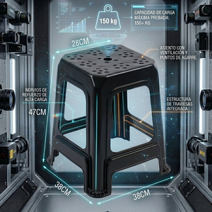 Tabouret en plastique Ele-Gate noir, recyclé, sans BPA, super résistant, pour usage extérieur - Product Image 3