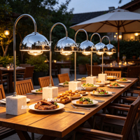 Lampe chauffante pour aliments AIRUISI, équipement de restauration, buffet, restaurant, hôtel, élégante lampe chauffante électrique argentée avec base en marbre