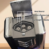 Briquet torche rechargeable en métal personnalisé JH avec poinçon, en alliage de zinc, à quatre jets de flamme, grand format, classique et élégant pour cigares
