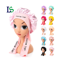 Bonnet en Soie de Haute Qualité le Plus Vendu avec Long Ruban Élastique, Grande Taille, Bonnet de Nuit pour Soin des Cheveux, Utilisation Domestique, Bonnet en Satin