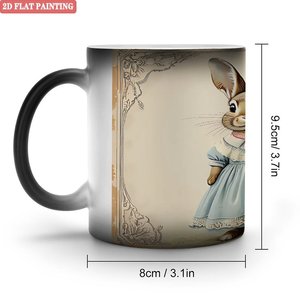 Tasse sensible à la chaleur, noire givrée, 11 oz, en céramique, vierge pour sublimation, design plat 2D à peindre - Product Image 1