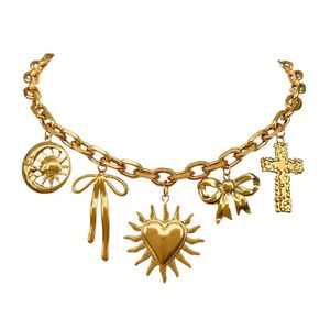 Stainless Steel DIY Fashionable Bow <b>Cross</b> Pendant 18K Gold Color Vacuums Plating Trendy Vintage Lovers Number Pearl Buddhism - Product Image 1