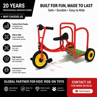 Tricycle cargo rouge en métal pour enfants avec plateforme verte, jouet robuste à 3 roues pour la maternelle et les jeux en plein air