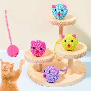 All'ingrosso giocattoli per gatti colorati giocattolo interattivo di peluche <span class=keywords><strong>con</strong></span> <span class=keywords><strong>filo</strong></span> elastico disegno a testa carina per digrignare i denti per la pulizia del gatto - Product Image 1