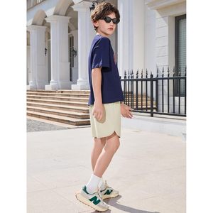 Shorts Bermuda pour garçons, taille élastique, 100% coton, respirant, uniforme scolaire avec poches, 5-14 ans - Product Image 5