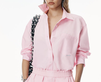 Haut rose à la mode décontracté pour femmes avec manches longues et dos évider chemisier boutonné Design pour le printemps été