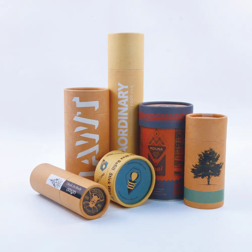 Biodegradable Paper Tube Coffee Package Cardboard Cylinder Boxes Kraft Paper Roasting Coffee Tube with Customized Logo Printing