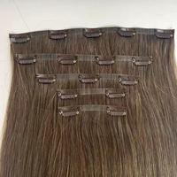 Extensions de cheveux à clips sans couture en cheveux humains Remy indiens naturels, double trame, fabrication mécanique