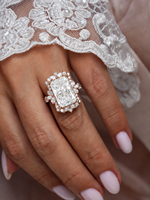 Bague de fiançailles en or 14K 18K avec halo de diamants de laboratoire taille radiant certifiés IGI 3CT 5CT 7CT, bijoux fins personnalisés en gros