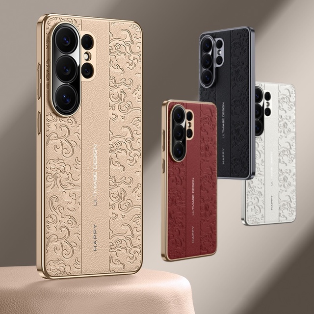Luxury Dragon Pattern Leather Plating Camera Lens Protection Back case for Samsung Galaxy S24 S25 S26 Ultra / +/Plus Full Cover