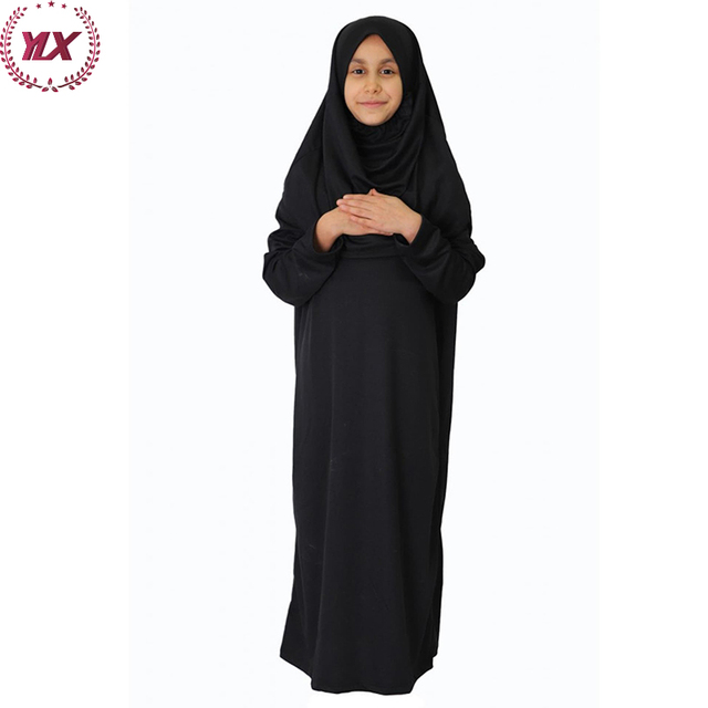 2023 New Arrival Two Pieces Muslim Prayer Dress Abaya Set Long Hijab Islamic Dress for Kids Girls