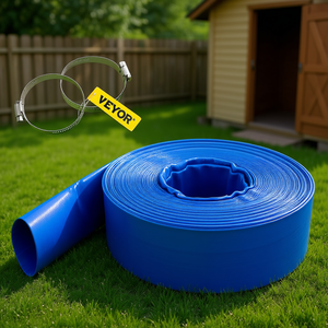 Tuyau d'arrosage plat en PVC Vevor 2 po x 105 pi, résistant aux intempéries, avec colliers de serrage pour irrigation et drainage - Product Image 2