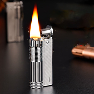 Briquet à pétrole vintage à roue à silex en alliage de zinc, rechargeable, style rétro, cadeau d'affaires, logo personnalisé, vente en gros - Product Image 2