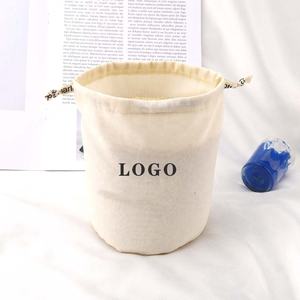 Bolsa de embalaje de regalo de lino y algodón de fondo redondo personalizada para velas, bolsa de vela de algodón natural con cordón - Product Image 3