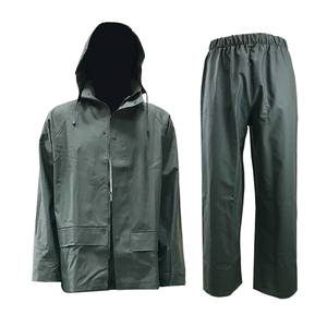 Nhà Máy Giá Ô Liu Màu Xanh Lá Cây Không Thấm Nước Bán PU Áo Mưa Công Nghiệp Làm Việc Tái Sử Dụng Áo Khoác Bib Quần Áo Mưa - Product Image 2