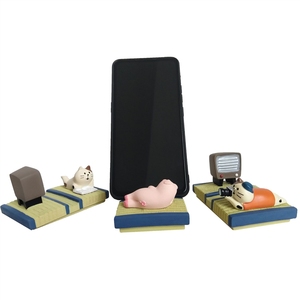 Qingh Sundries, Zakka Tatami, Chat à trois fleurs, Cochon, Source chaude, Support de téléphone portable, Ornements en résine, Style japonais - Product Image 3