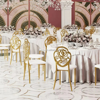 Chaises empilables en acier inoxydable doré à dossier rond pour événements, banquets, fêtes, mariages et salons – Vente en gros