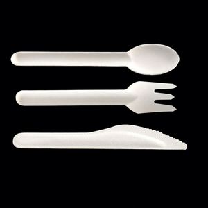 Juego de Cubiertos Desechables de Bagazo de Caña de Azúcar Biodegradable (Cuchillo, Tenedor, Cuchara) para Fiestas y Graduaciones - Product Image 2