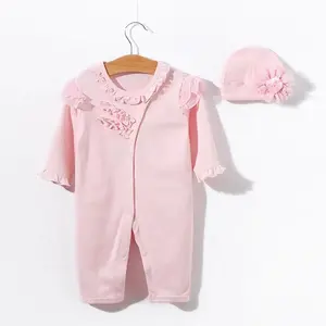 Baby Meisje Eendelige Kleding Honderd Dagen Banket Pasgeboren 0-12M Volle Maan Katoenen Baby Herfst Kleding Klimkleding