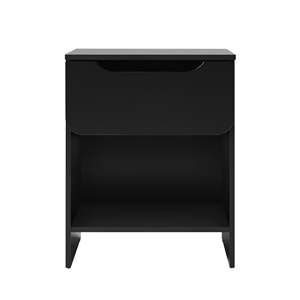 DB Modern Luxury 1-Drawer <b>Nightstand</b> with Cubby Solid Wood European Minimalist Design for Bedroom or Living Room Black - Product Image 2