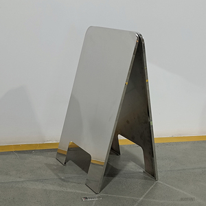 Panneau publicitaire autoportant <span class=keywords><strong>en</strong></span> acier inoxydable, personnalisé, miroir brossé, pliable, pour devanture de magasin - Product Image 4