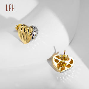 ขายส่งเครื่องประดับทองแท้18K ต่างหูทองแท้18K รูปหัวใจสีทอง Au750 18K - Product Image 5