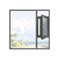 Fenêtre à battant professionnelle en aluminium à rupture de pont thermique avec verre Low-E bleu sur mesure pour villas modernes, moustiquaire intégrée, cuisine