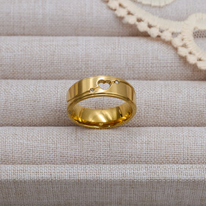 Heart Shape Hollow <b>Titanium</b> Steel <b>Ring</b> Gold Women's Fashion Jewelry Gift - Product Image 2