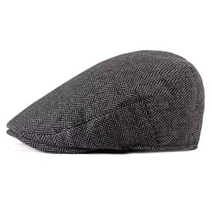 Hot Selling Spring Autumn <b>Men</b> Beret Hat Outdoor Casual Striped Vintage <b>Flat</b> Top <b>Cap</b> Ivy Hat - Product Image 5