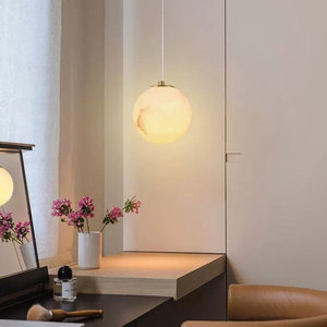 โคมไฟเพดานปรับระดับได้ VH Modern Simple ทำจากทองแดงและหินอ่อน พร้อมหลอดไฟ <span class=keywords><strong>LED</strong></span> ขนาดเล็ก สีทอง เหมาะสำหรับห้องนั่งเล่นและห้องรับประทานอาหารในบ้านพักตากอากาศ - Product Image 6