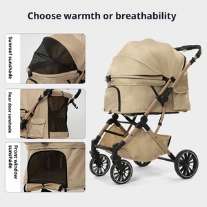 2025 Có Thể Gập Lại Trọng Lượng Nhẹ 3-Trong-<span class=keywords><strong>1</strong></span> 4-Bánh Xe Xe Đẩy Thú Cưng Với Tay Cầm Có Thể Đảo Ngược Có Thể Điều Chỉnh Không Thấm Nước Thiết Kế 15Kg Công Suất Cho Chó - Product Image 2