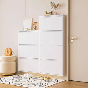 Modern White Slim <strong>Shoe</strong> Cabinet Space Saving Wood Corridor Entrance <strong>Shoe</strong> Rack <strong>Wall</strong> <strong>Mounted</strong> Tip out <strong>Shoe</strong> <strong>Storage</strong> Organizer - Product Image 3